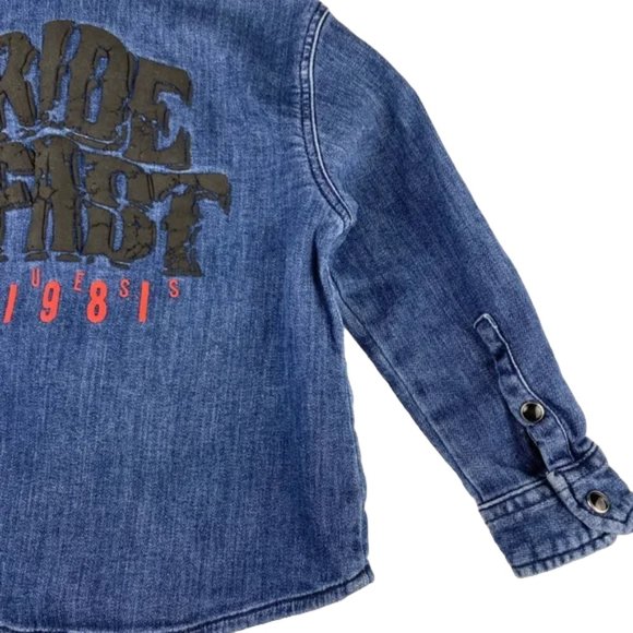 Guess Stretch Denim Roll Up Cuffs Shirt -size 12M - Picture 5 of 8